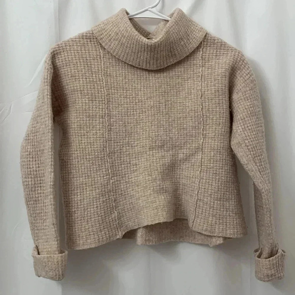 Women’s Free People Sidewinder Wool Cowl Neck Pullover Sweater, Cream, Small EUC - Picture 2 of 9